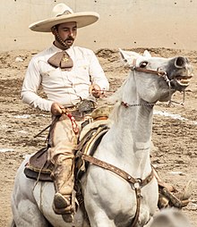 Charro in tenuta da lavoro per la competizione.