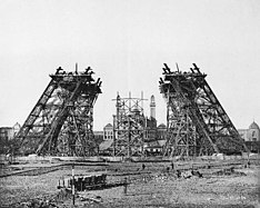 7 December 1887: Construction of the legs with scaffolding