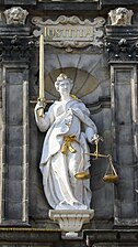Justitia on the Delft City Hall, the Netherlands