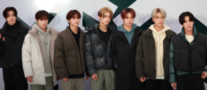 Enhypen at 'EVERGREEN ENERGY' campaign in October 2023. From left to right: Sunghoon, Sunoo, Jungwon, Ni-ki, Heeseung, Jay, Jake