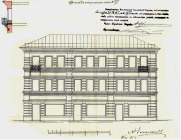 Проект с балконами южного фасада 1895 года