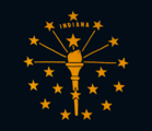 Pre-1955 Indiana state flag, utilizing a more squared aspect ratio.