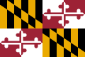 Flag of Maryland, originally the arms of George Calvert, 1st Lord Baltimore, whose mother's maiden name was Crossland; the latter's arms shows a cross.