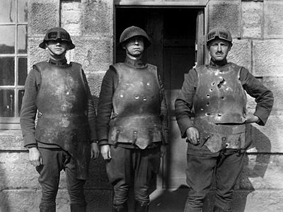 American cuirass of WWI after fire testing