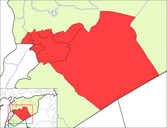 Provinsens läge i Syrien, med distrikten markerade.