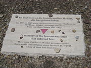 Pink triangle (Rosa Winkel in German) memorial for gay men killed at Buchenwald