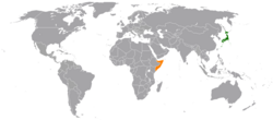 JapanとSomaliaの位置を示した地図