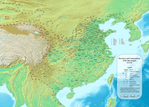 Map of Chinese provinces and commanderies in 219 CE