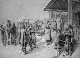 Ilmarinen Arrives as the Groom at Pohjola, charcoal work by Johan Kortman, 1893