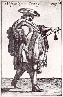 Västgötadräng. Kopparstick utfört av Nils Hufwedsson Dal i verket Boerosia (1719).