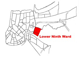 The two Lower Ninth Ward neighborhoods; Holy Cross (below) and the Lower Ninth Ward (above)