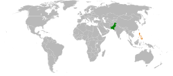 Map indicating locations of Pakistan and Philippines