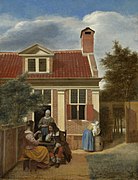 Company in a courtyard behind a house c. 1663