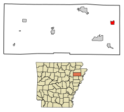 Location of Lepanto in Poinsett County, Arkansas.