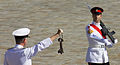 Governor of Gibraltar Sir Adrian Johns holding the Keys of Gibraltar at Grand Casemates Square during the Queen's Birthday Parade in Gibraltar, June 2010.