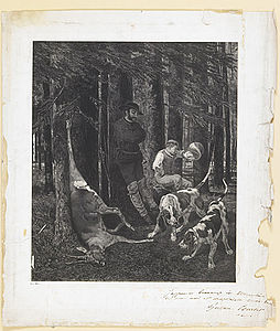 La Curée (1863), d'après Gustave Courbet, musée des Beaux-Arts et d'Archéologie de Besançon.