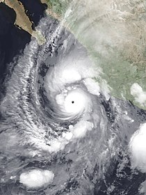 Satellite image of Hurricane Willa as a Category 5 hurricane, southwest of Mexico