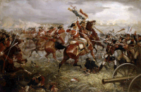 La capture du drapeau du 105e par les dragons britanniques à la bataille de Waterloo.