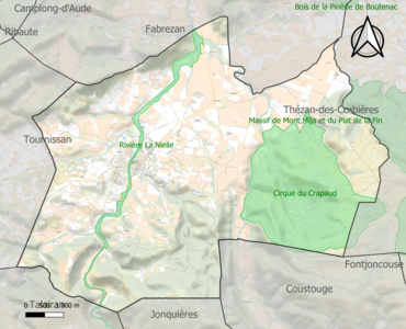 Carte des ZNIEFF de type 1 sur la commune.