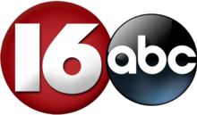 A red circle with a white bold 16 in a geometric sans serif next to and slightly overlapped by the ABC network logo