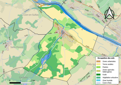 Carte des infrastructures et de l'occupation des sols de la commune en 2018 (CLC).