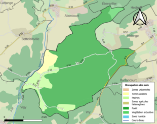 Carte en couleurs présentant l'occupation des sols.