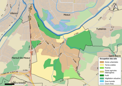 Carte des infrastructures et de l'occupation des sols en 2018 (CLC) de la commune.