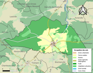 Carte en couleurs présentant l'occupation des sols.