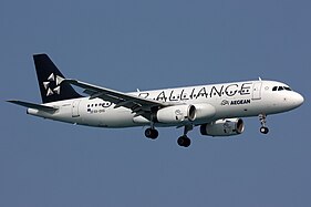 An Aegean Airlines A320-200 in Star Alliance livery
