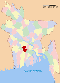 戈巴尔甘杰县於孟加拉位置圖