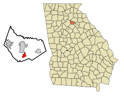 Location in Barrow County and the state of Georgia