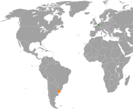 Mappa che indica l'ubicazione di Belgio e Uruguay