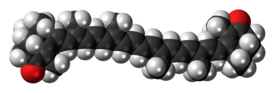 Space-filling model of the canthaxanthin molecule