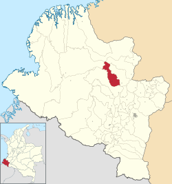 Location of the municipality and town of Cumbitara in the Nariño Department of Colombia.