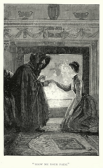 Fortune-telling scene from Charlotte Brontë's Jane Eyre, illustrated (1890)