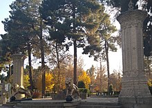 ورودی باغ ملی نیشابور که در فهرست آثار ملی ایران ثبت شده است. شورای اسلامی شهر نیشابور نیز واقع در همین باغ است.