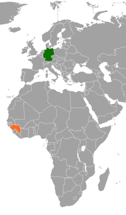 Map indicating locations of Germany and Guinea