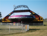 The exterior of a Gravitron in Madisonville, Kentucky