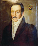 Oil painting of a mustachioed, middle-aged man