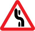 Diversion to the other carriageway of a dual carriageway road ahead on the left