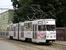 リエパーヤ市電の営業用車両・タトラKT4 （2013年撮影）