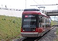 A Rhônexpress tram-train arriving at Saint-Exupéry (2019)