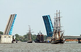 Liberty Bridge opened for tall ships in 2010