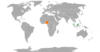 Location map for Malaysia and Nigeria.