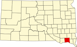 Map of South Dakota highlighting Yankton County