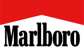 Marlboro with red rooftop logo as used by Altria and Philip Morris International