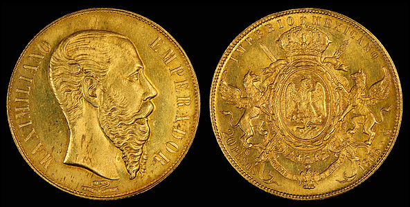 Mexican peso, by the Second Mexican Empire