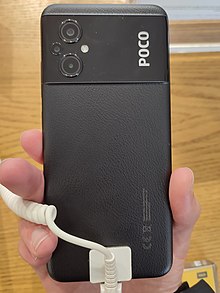 The back of the POCO M5 in black color