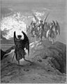 Gustave Doré's illustration for Milton's Paradise Lost, V, 1006–1015: Satan yielding before Gabriel[130]