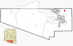 Location of Summerhaven in Pima County and the state of Arizona